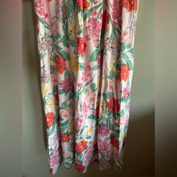 Old Navy Floral Linen Blend Twist Front Midi Dress with Puff Sleeves - Picture 14 of 15